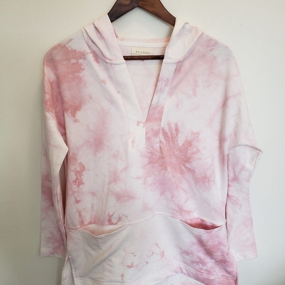 Melloday Pink Tie Dye Pullover Hoodie Sweatshirt Womens Size Small Oversized - Picture 11 of 11